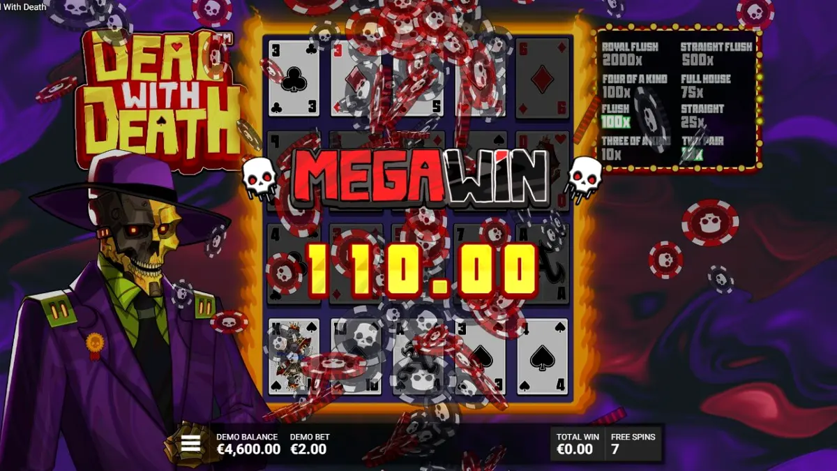 Ang skeletal croupier sa Deal With Death slot
