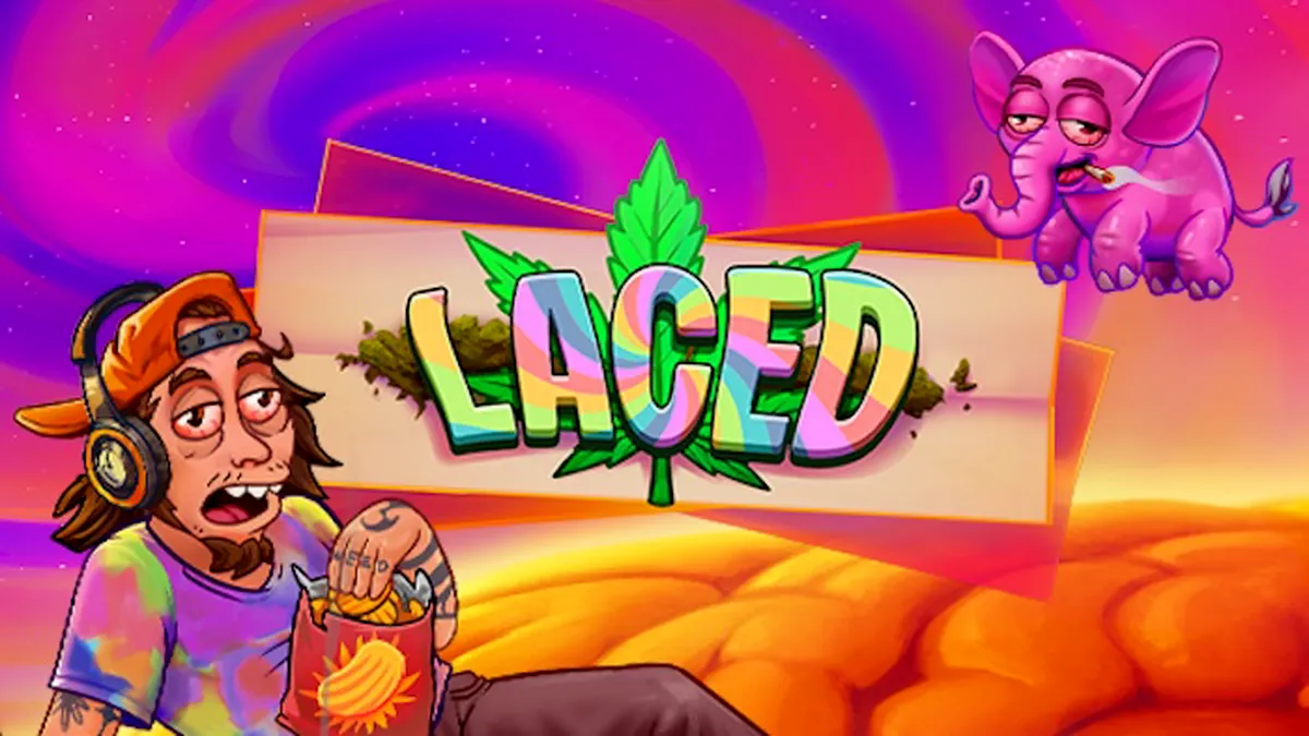 Laced slot game interface featuring luxury symbols and neon aesthetics